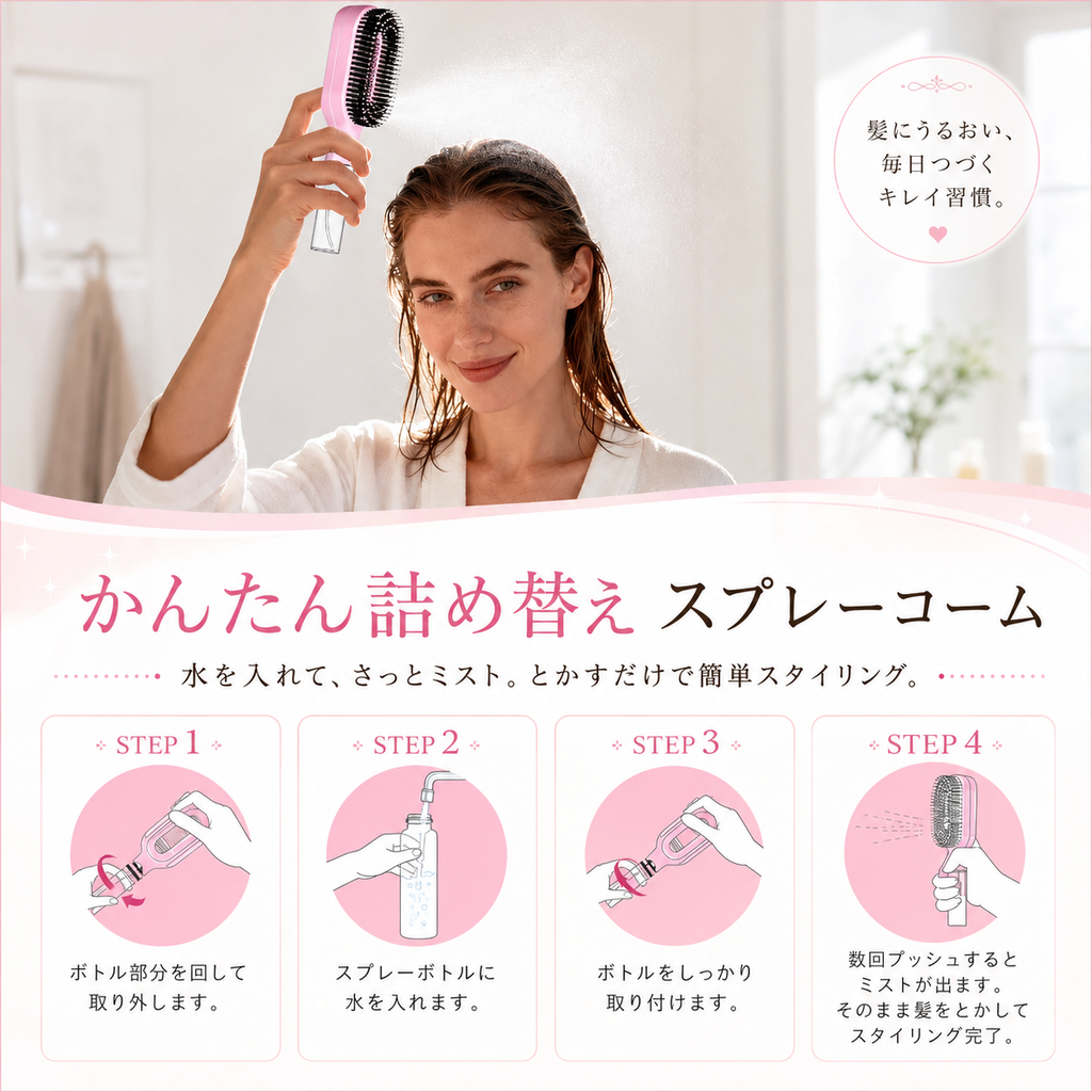 2in1 ミストヘアブラシ